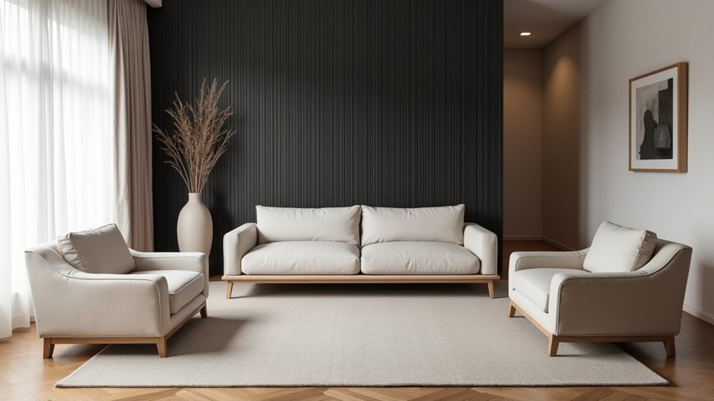 balance furniture around feature wall