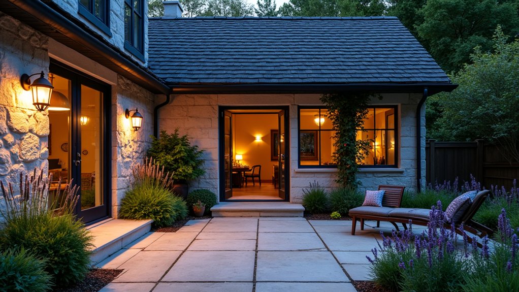 layered warm garden lighting