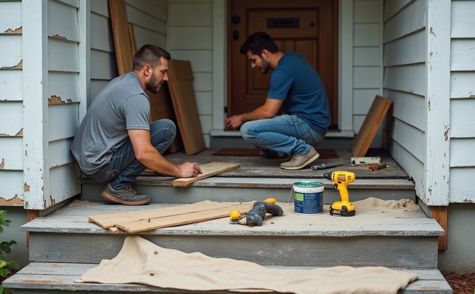 repairing weather damaged porch